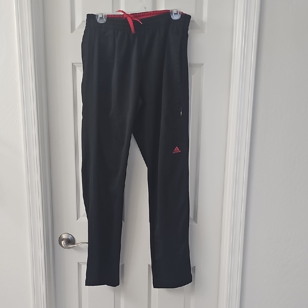 Adidas Black Track Pants with Red Accents